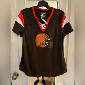 NWT Women's Cleveland Browns lace-up jersey size large